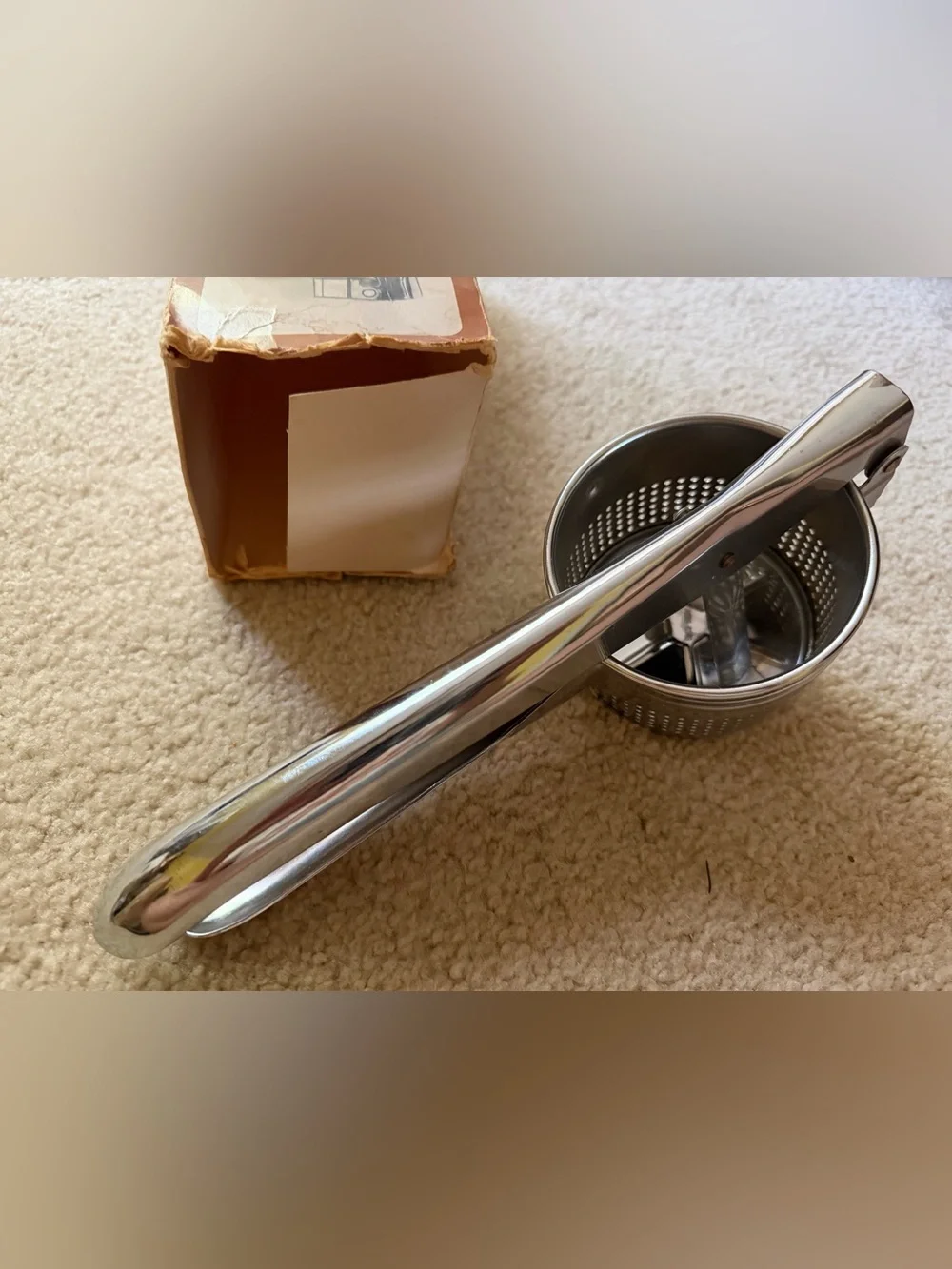 Vintage Chromed Potato Ricer - Silver